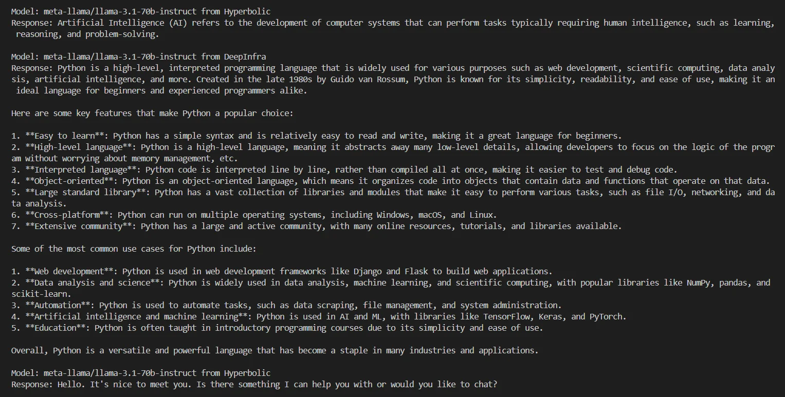 Open Router Running Multiple AI Models