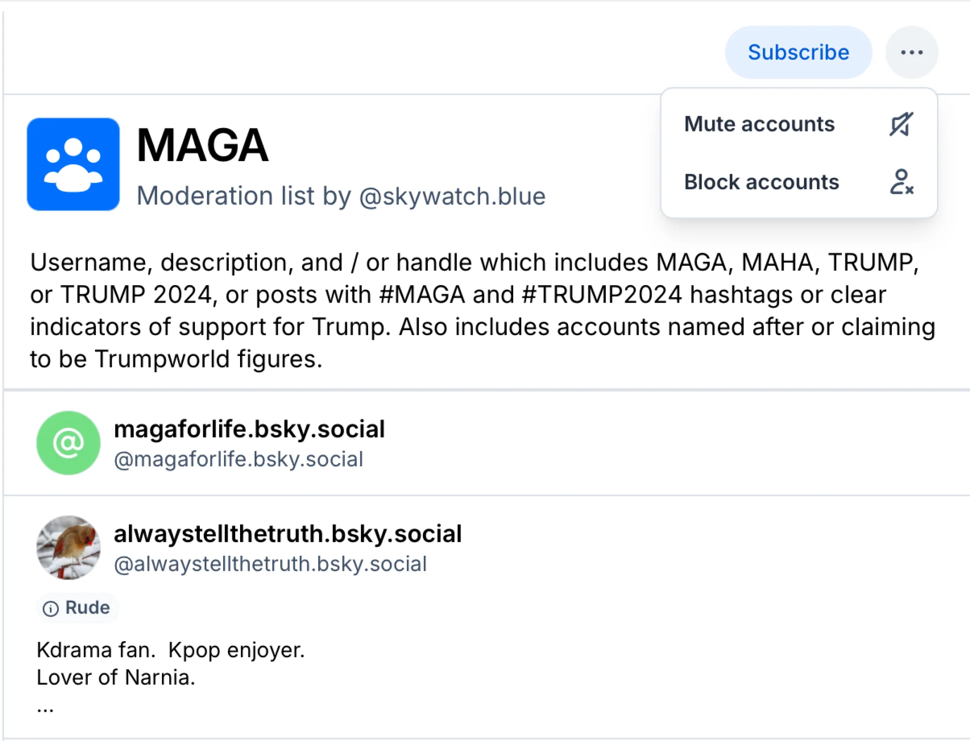 Block or Mute accounts in bulk.