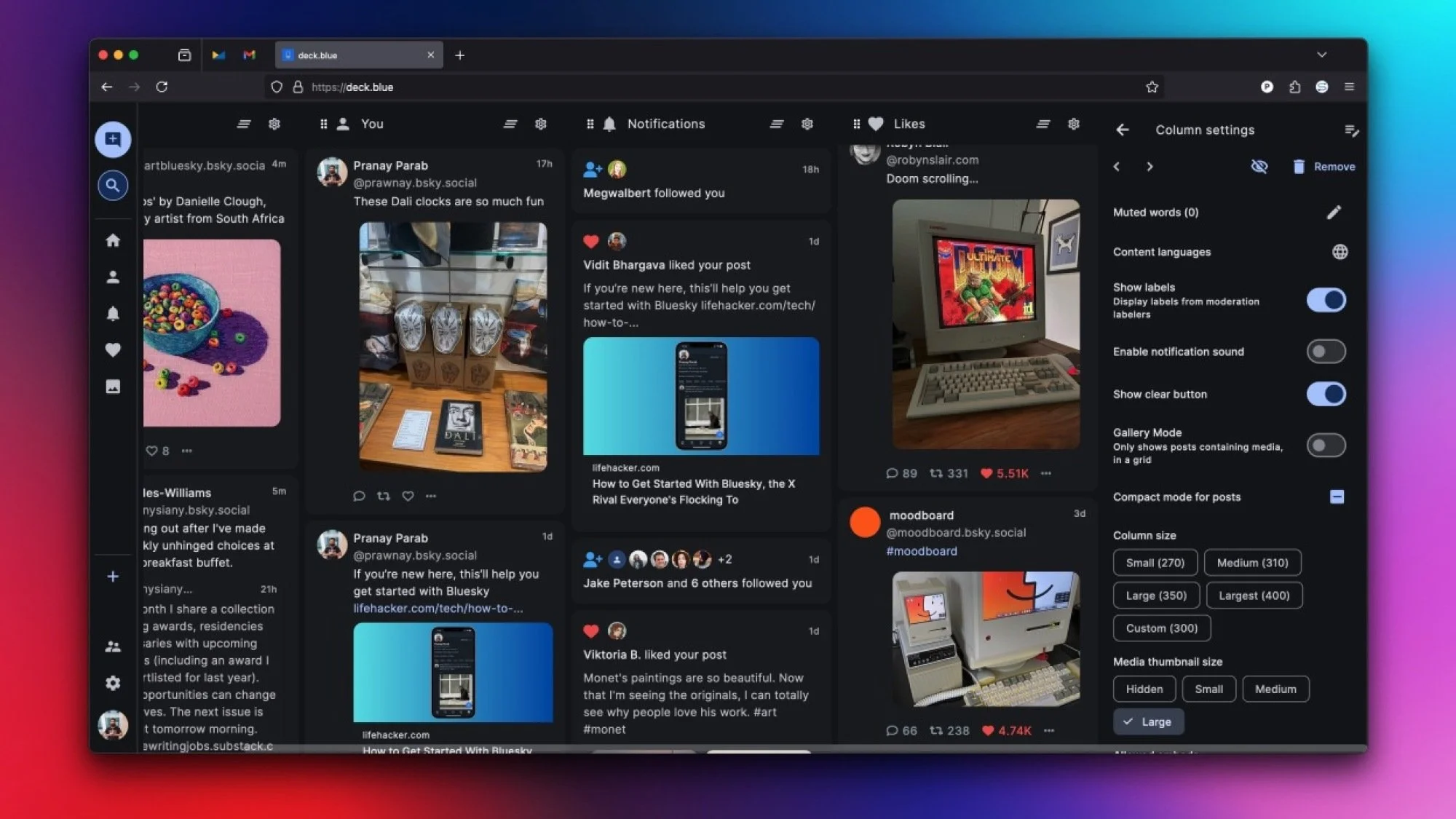 TweetDeck style layout for Bluesky.